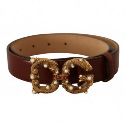 Cintura Amore pelle marrone fibbia logo ottone - 75 CM / 30 INCHES