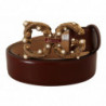Cintura Amore pelle marrone fibbia logo ottone - 75 CM / 30 INCHES
