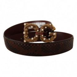 Cintura Amore pelle esotica marrone fibbia logo - 75 CM / 30 INCHES