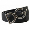 Cintura fibbia metallo logo argento pelle nera - 75 CM / 30 INCHES