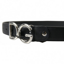 Cintura fibbia metallo logo argento pelle nera - 75 CM / 30 INCHES