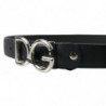 Cintura fibbia metallo logo argento pelle nera - 75 CM / 30 INCHES