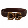 Cintura Amore pelle esotica marrone fibbia logo - 75 CM / 30 INCHES