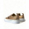 Scarpe da donna sneakers basse in broccato bianco oro - EU39/US8.5
