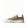 Scarpe da donna sneakers basse in broccato bianco oro - EU39/US8.5