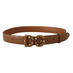 Cintura Amore pelle motivo coccodrillo marrone logo - 75 CM / 30 IN