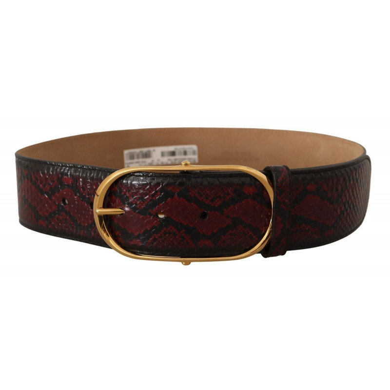 Cintura fibbia ovale dorata pelle esotica rossa - 75 CM / 30 INCHES