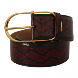 Cintura fibbia ovale dorata pelle esotica rossa - 75 CM / 30 INCHES