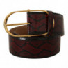 Cintura fibbia ovale dorata pelle esotica rossa - 75 CM / 30 INCHES