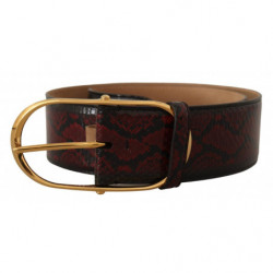 Cintura fibbia ovale dorata pelle esotica rossa - 75 CM / 30 INCHES