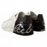 Scarpe da ginnastica da uomo pelle bianca nera stampa logo - EU41/US8
