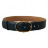 Cintura fibbia ovale metallo dorato pelle blu - 75 CM / 30 INCHES
