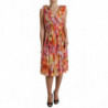 Abito midi in seta con stampa girasole multicolor - IT48-XXL