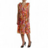 Abito midi in seta con stampa girasole multicolor - IT48-XXL