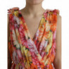 Abito midi in seta con stampa girasole multicolor - IT48-XXL