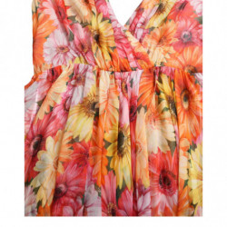 Abito midi in seta con stampa girasole multicolor - IT48-XXL