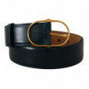 Cintura fibbia ovale metallo dorato pelle blu - 75 CM / 30 INCHES