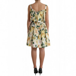 Miniabito in cotone con stampa floreale giallo - IT46-XL