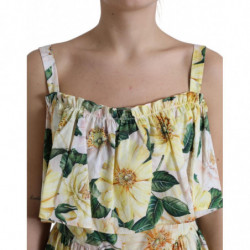 Miniabito in cotone con stampa floreale giallo - IT46-XL