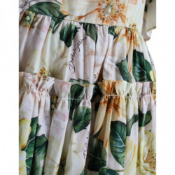 Miniabito in cotone con stampa floreale giallo - IT46-XL