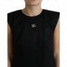 Mini abito a trapezio in cotone nero con logo DG - IT40-S