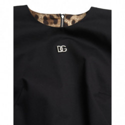 Mini abito a trapezio in cotone nero con logo DG - IT40-S