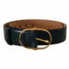 Cintura fibbia ovale metallo dorato pelle blu - 75 CM / 30 INCHES