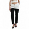 Pantaloni affusolati in vita ritagliata in cotone bianco nero - IT40-S