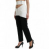 Pantaloni affusolati in vita ritagliata in cotone bianco nero - IT40-S