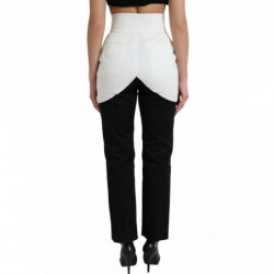 Pantaloni affusolati in vita ritagliata in cotone bianco nero - IT40-S