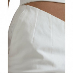 Pantaloni affusolati in vita ritagliata in cotone bianco nero - IT40-S