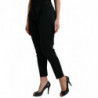 Pantaloni affusolati cropped a vita alta in lana nera - IT42-M