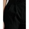 Pantaloni affusolati cropped a vita alta in lana nera - IT42-M
