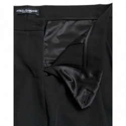 Pantaloni affusolati cropped a vita alta in lana nera - IT42-M