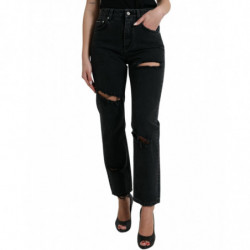 Jeans in denim strappato a...