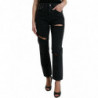 Jeans in denim strappato a vita alta in cotone nero - IT40-S