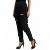 Jeans in denim strappato a vita alta in cotone nero - IT40-S