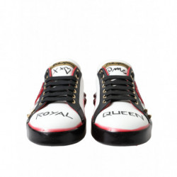 Scarpe da donna sneakers Portofino cristalli bianchi rossi - EU36.5
