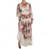 Maxi abito a trapezio in seta floreale multicolor - IT44-L