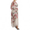 Maxi abito a trapezio in seta floreale multicolor - IT44-L