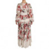 Maxi abito a trapezio in seta floreale multicolor - IT44-L