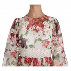 Maxi abito a trapezio in seta floreale multicolor - IT44-L