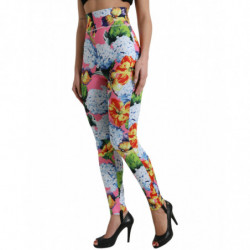 Pantaloni leggings a vita alta floreale multicolor - IT40-S