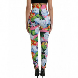 Pantaloni leggings a vita alta floreale multicolor - IT40-S