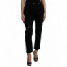 Jeans in denim strappato a vita alta in cotone nero - IT40-S