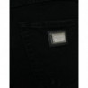 Jeans in denim strappato a vita alta in cotone nero - IT40-S