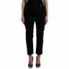 Jeans in denim strappato a vita alta in cotone nero - IT40-S