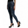 Jeans skinny in denim a vita media lavati blu scuro - IT40-S