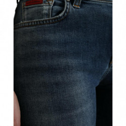 Jeans skinny in denim a vita media lavati blu scuro - IT40-S