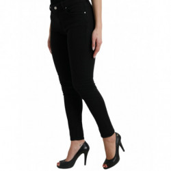 Jeans skinny in denim a vita media in cotone nero - IT42-M